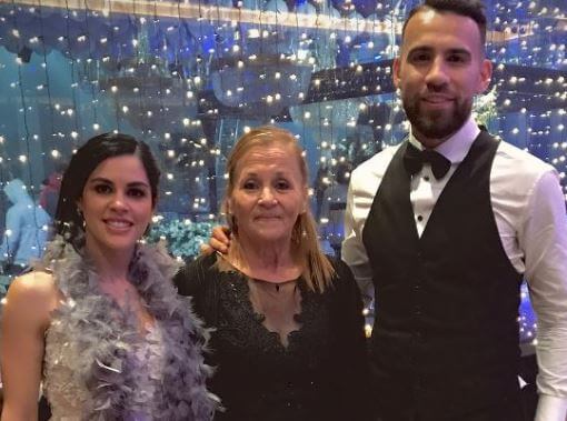 Michele with her husband Nicolas Otamendi and mother-in-law.